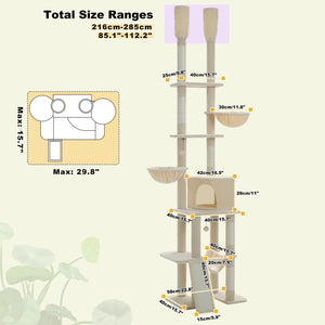 Zuri Tails Cactus Floor-to-Ceiling 7-Tier Cat Tree