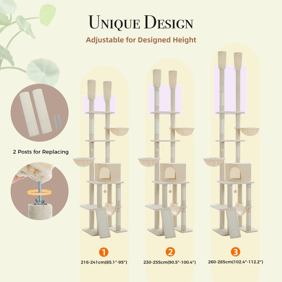 Zuri Tails Cactus Floor-to-Ceiling 7-Tier Cat Tree