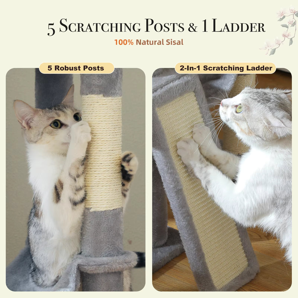 Zuri Tails Cactus Floor-to-Ceiling 7-Tier Cat Tree